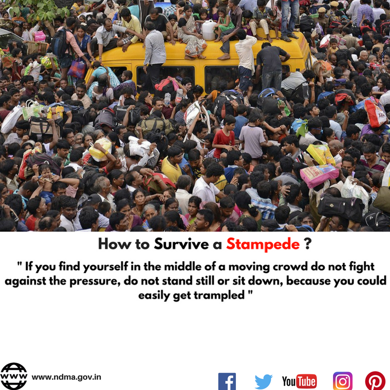 If you find yourself in the middle of a moving crowd, do not fight against the pressure, do not stand still or sit down, because you could easily get trampled